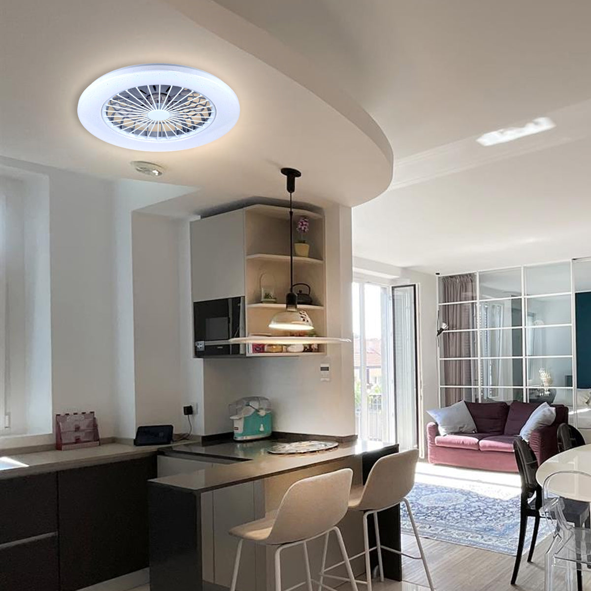 CEILING LIGHT WITH FUNNY PLASTIC FAN WHITE D48 CM LED 50W CCT