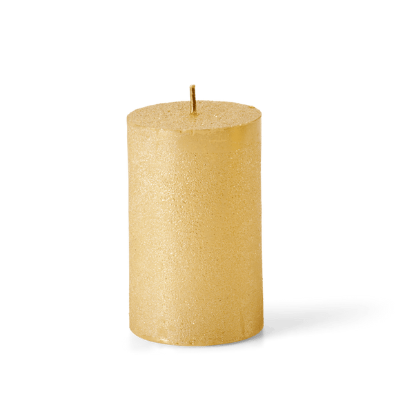 SHINY Golden cylindrical candle, H 8 cm - Ø 5 cm