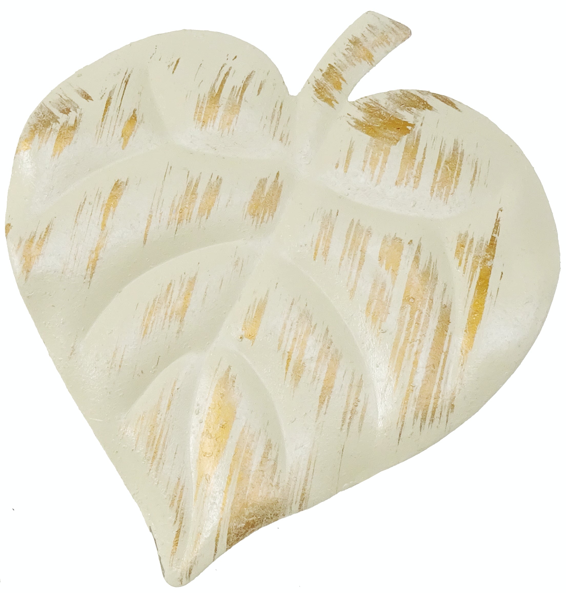 Ivory-coloured gold metal leaf-shaped curtain tieback