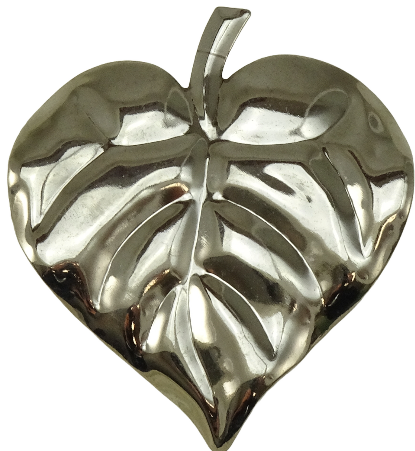 Silver-coloured metal leaf-shaped curtain hook