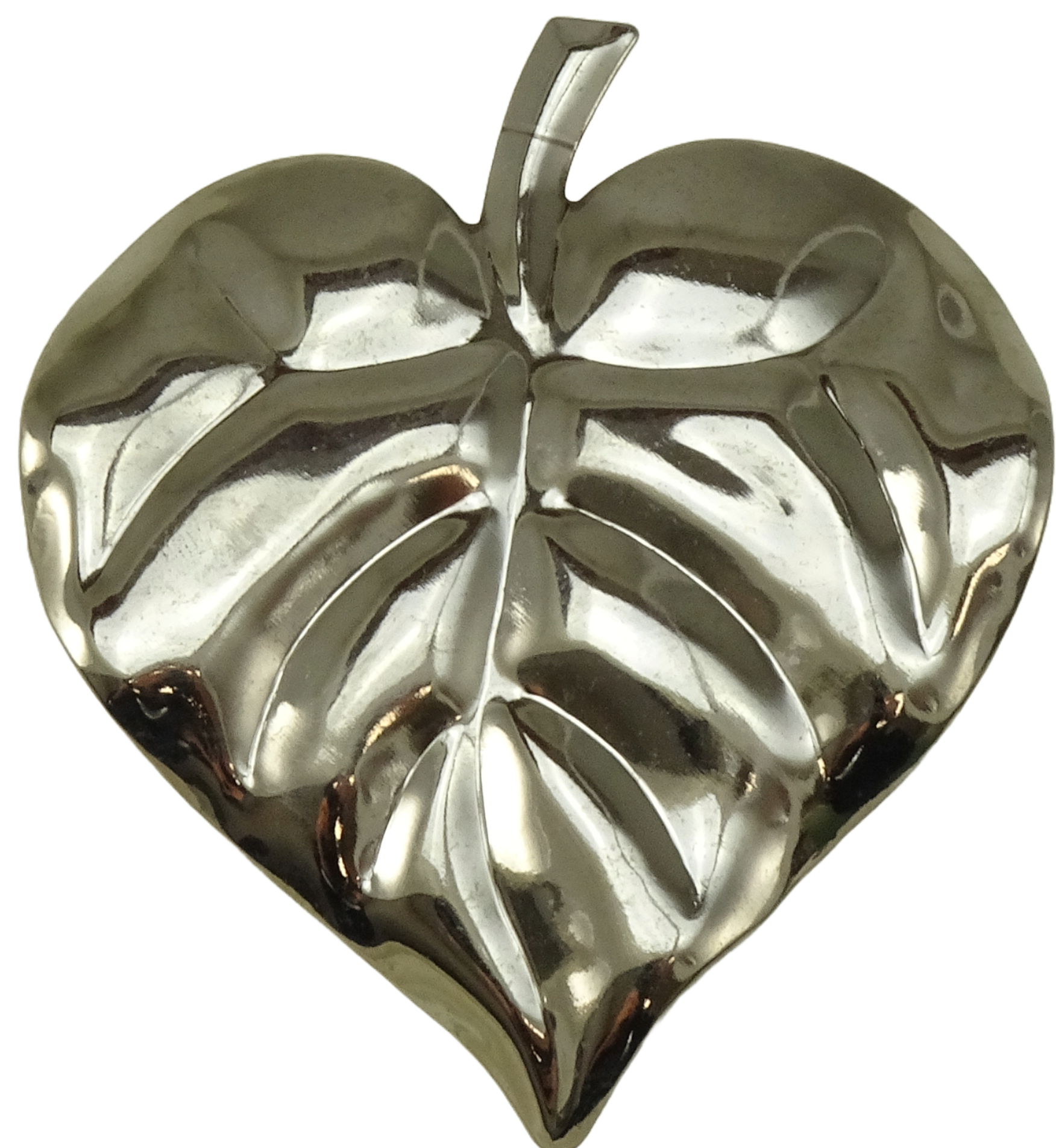 Silver-coloured metal leaf-shaped curtain hook