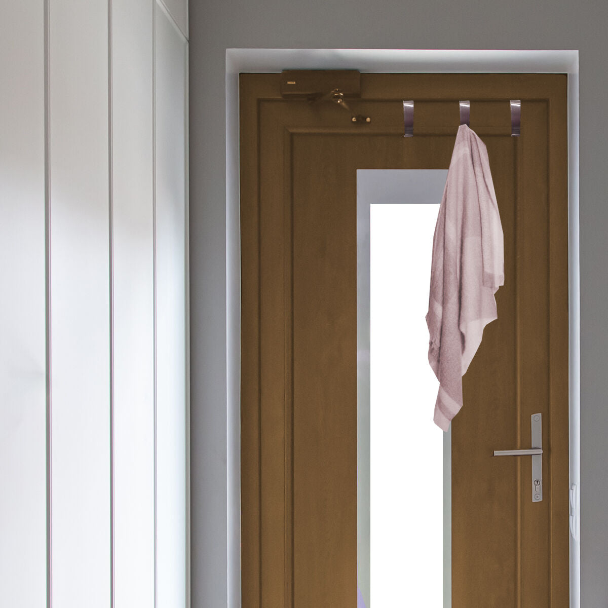 SET 3 DOOR HANGERS NICKEL SATINLESS L2xH8,5 CM