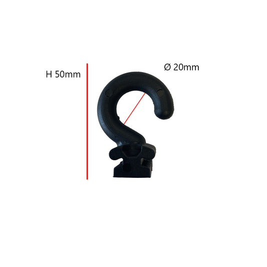 2 PVC OPEN HOOKS FOR AWNINGS BLACK H50 MM D20 MM