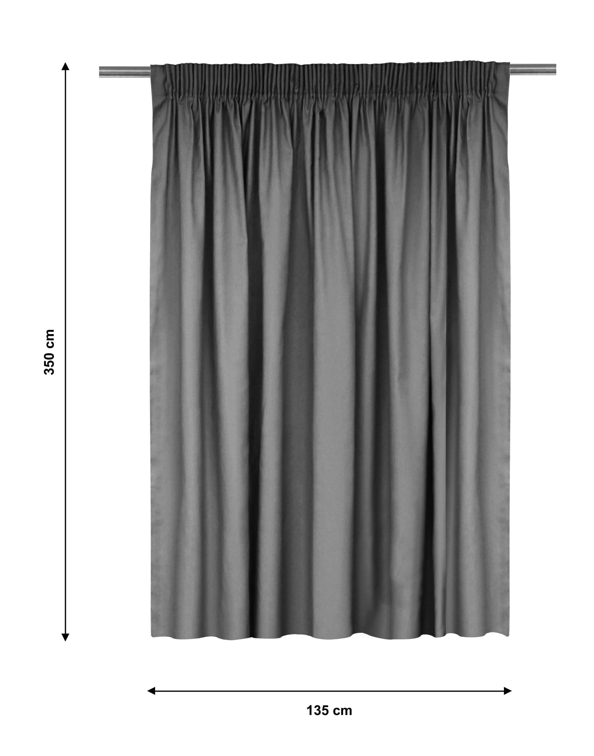 Bricocenter LILY GREY OPAQUE CURTAIN 135X350 WITH WEBBING AND CONCEALED LOOP