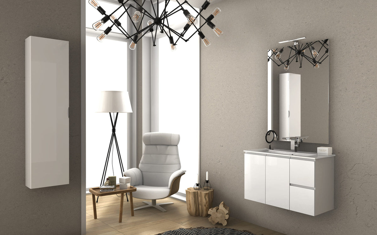 Giulia bathroom cabinet, glossy white, 80 cm