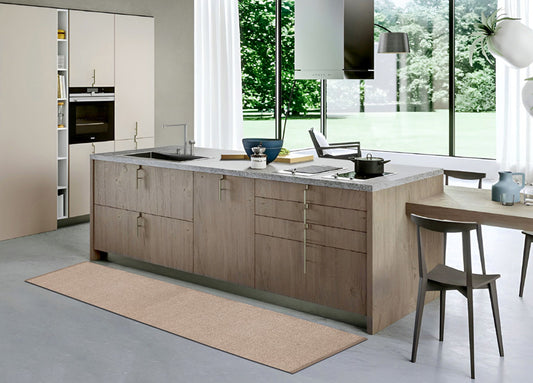 Beige cotton glam rug, 50x140 cm