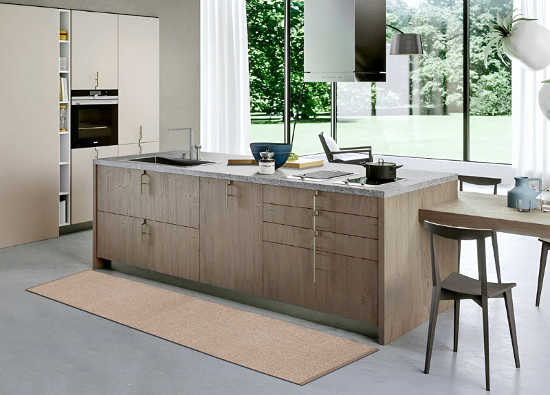 Beige cotton glam rug, 50x170 cm