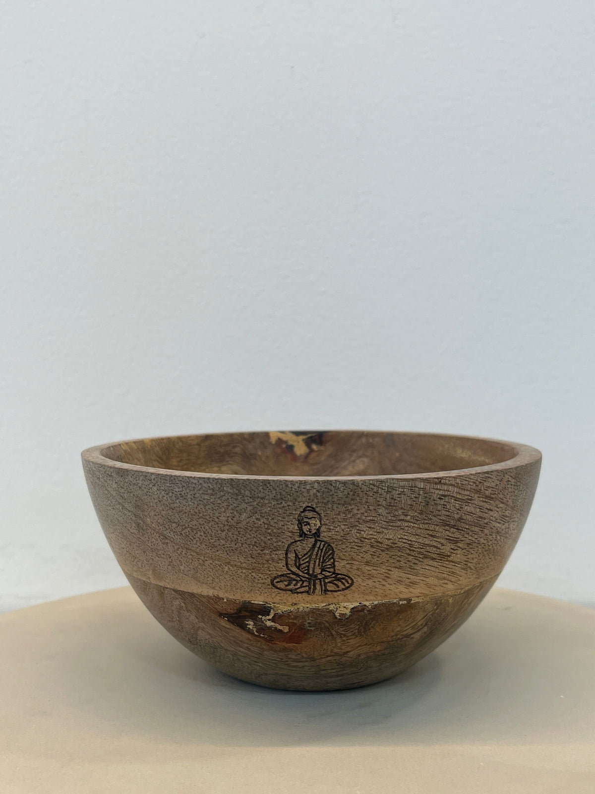 Wooden Smudge and Ritual Offerings Bowl - Buddha - 14x7cm