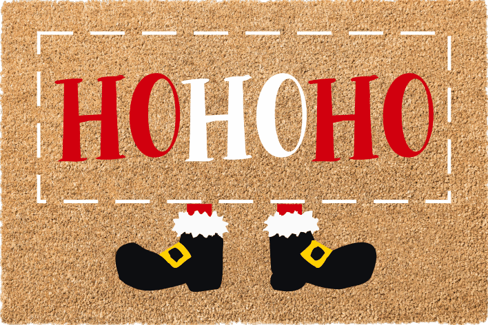 Christmas coconut doormat, 40x60cm, ho ho ho