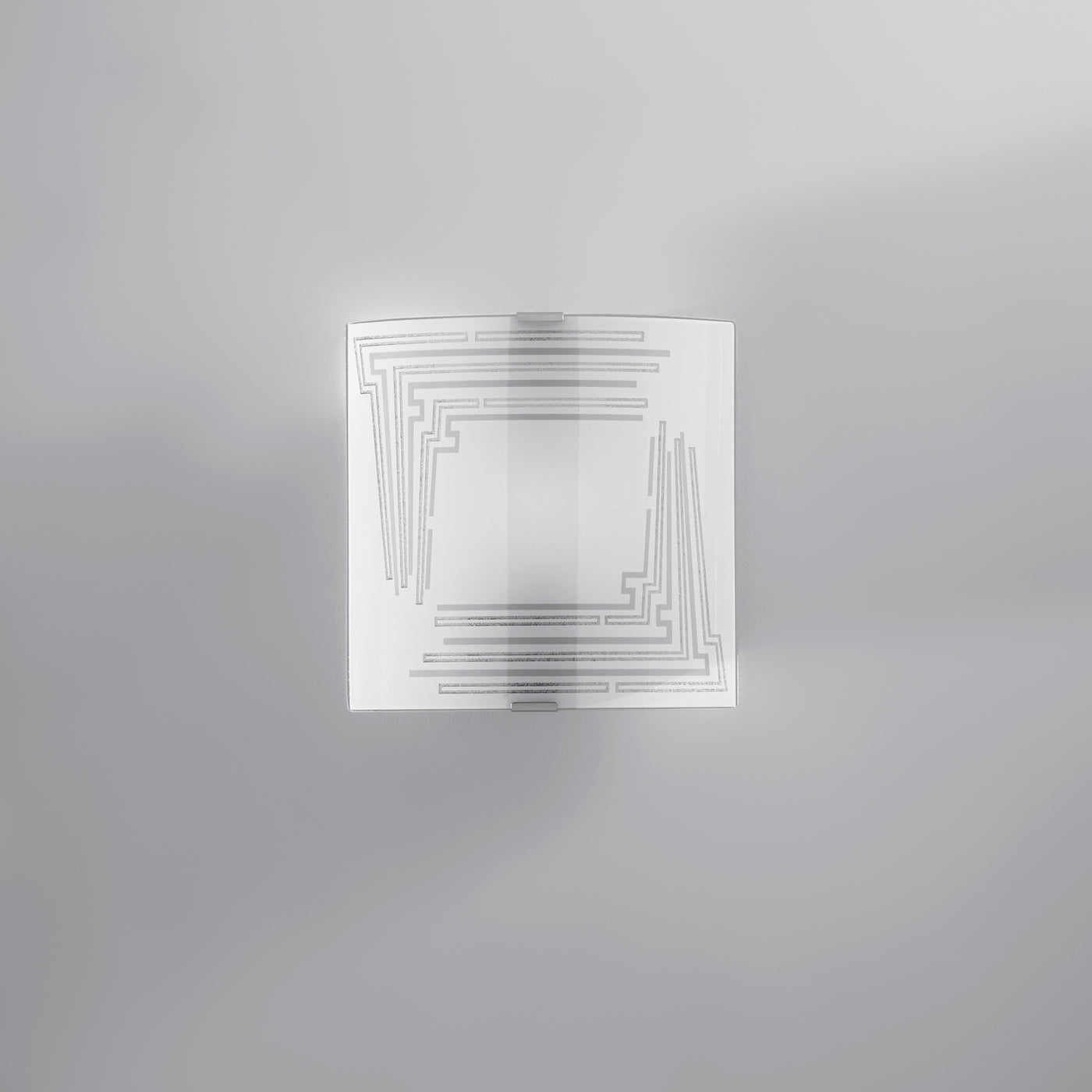 White glass wall light, 26x7x26cm, 1xE27
