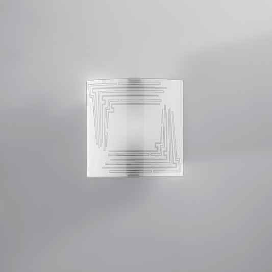 White glass wall light, 26x7x26cm, 1xE27