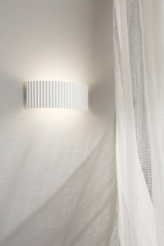 Cyprus wall light, white plaster, 35x15x8cm, 2xG9