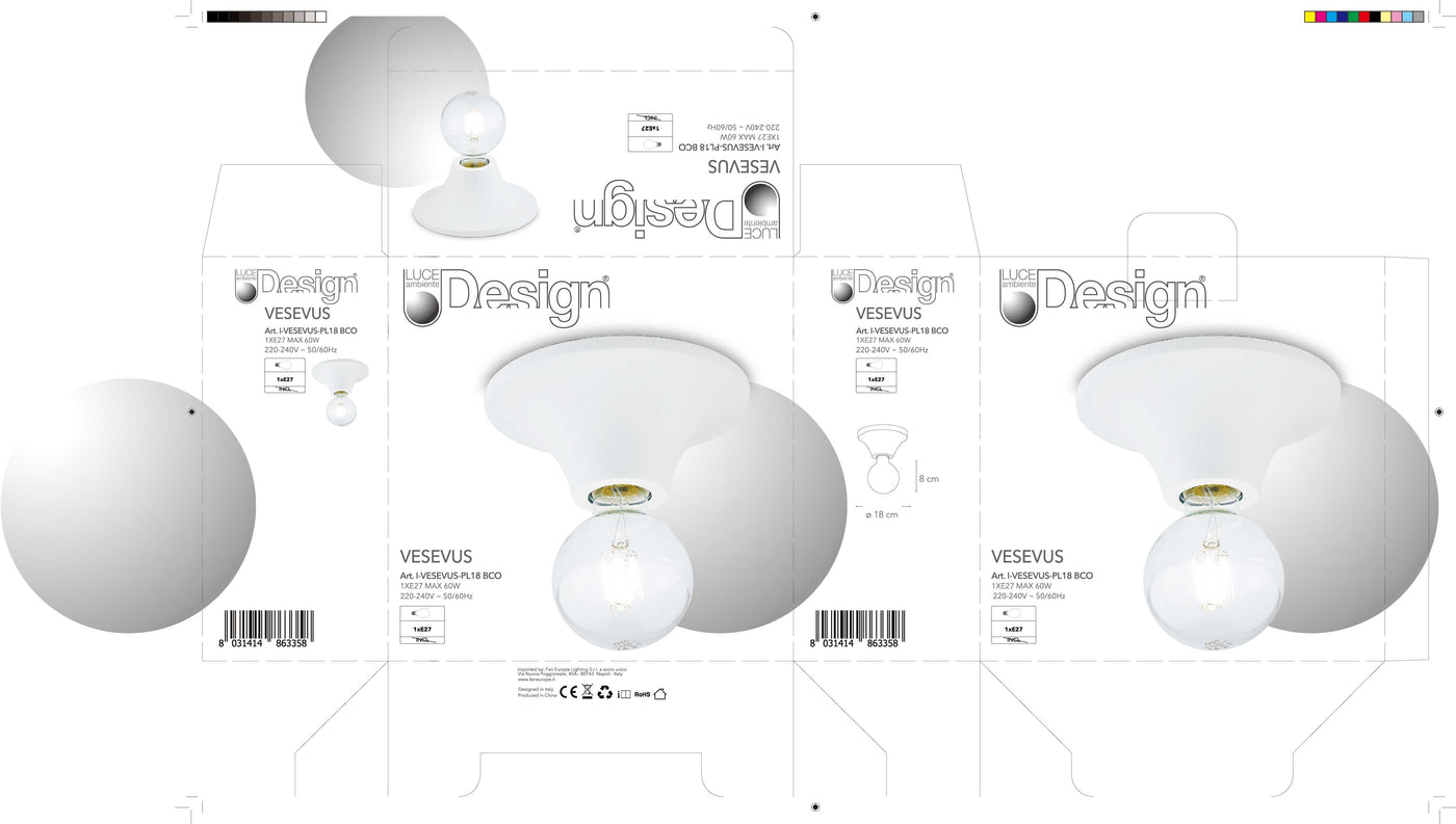 Bricocenter CEILING LIGHT VESEVUS PLASTIC WHITE D18 E27=60W
