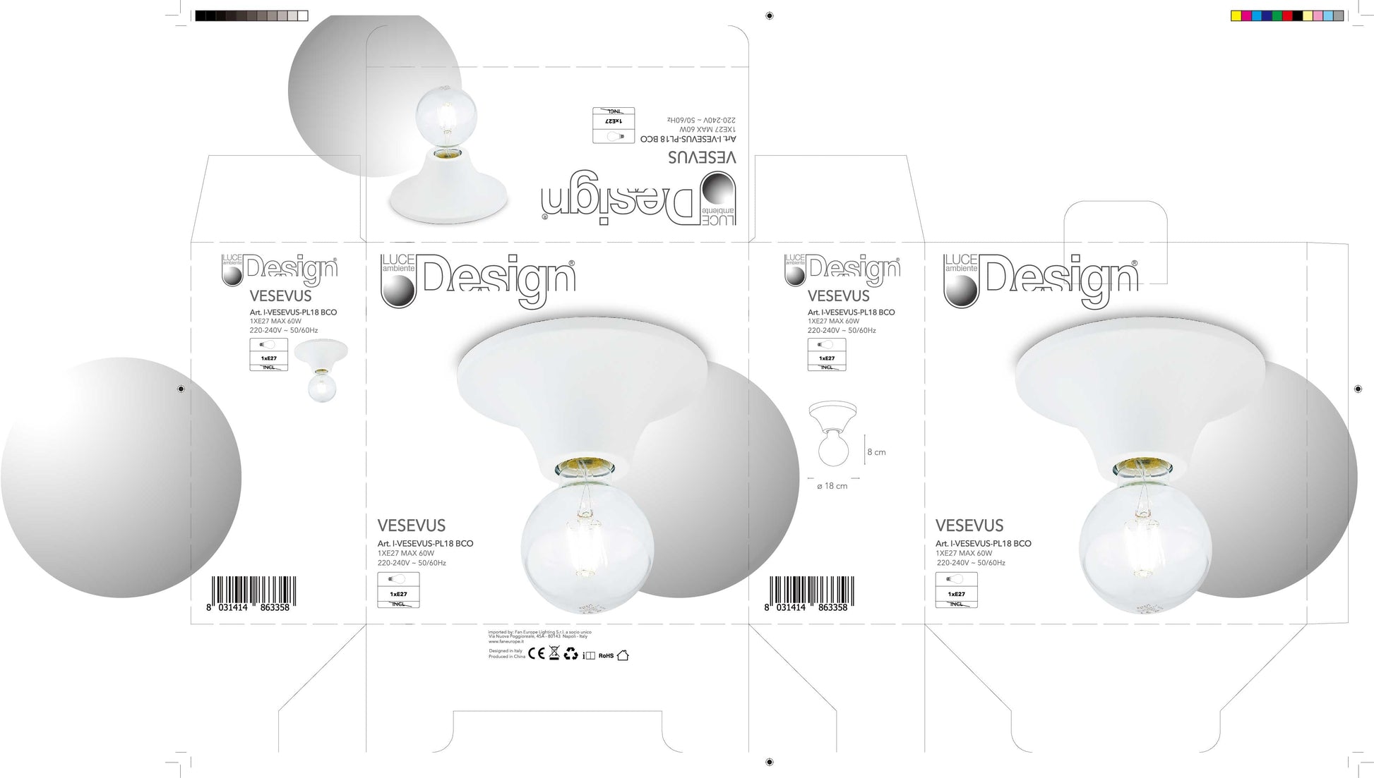 Bricocenter CEILING LIGHT VESEVUS PLASTIC WHITE D18 E27=60W