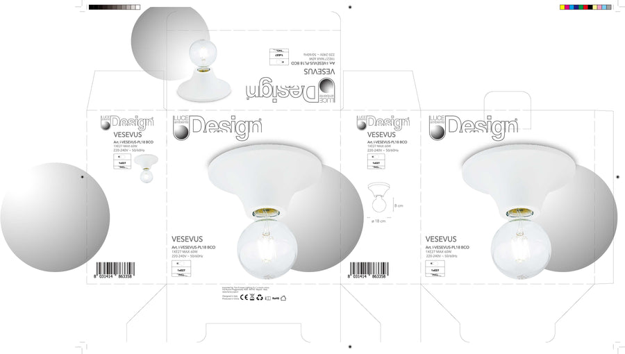 Bricocenter CEILING LIGHT VESEVUS PLASTIC WHITE D18 E27=60W