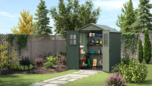 Casetta darwin verde effetto legno naturale 190x183x221h