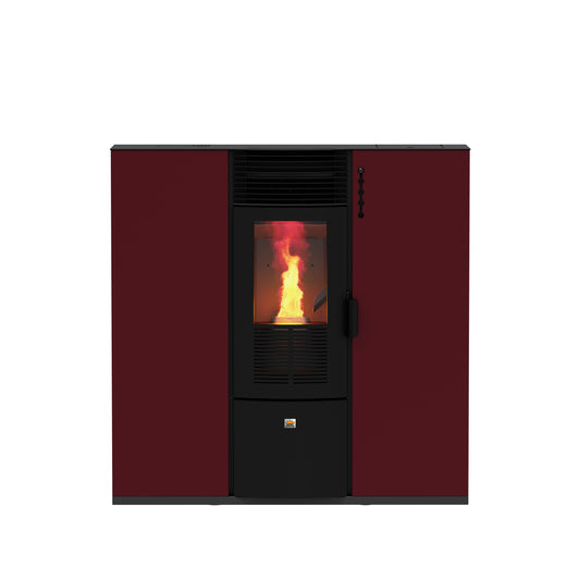 Bricocenter STUFA A PELLET SLIM 8 CANALIZZATA COLORE BORDEAUX POTENZA NOM. 7,48 KW