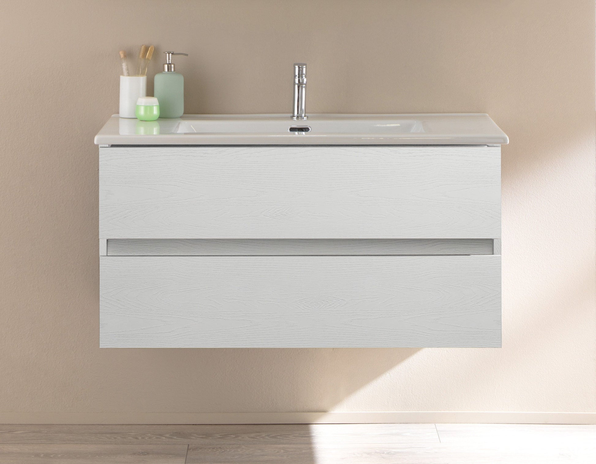 Bricocenter BASE E LAVABO KORA FRASSINO BIANCO CM 100