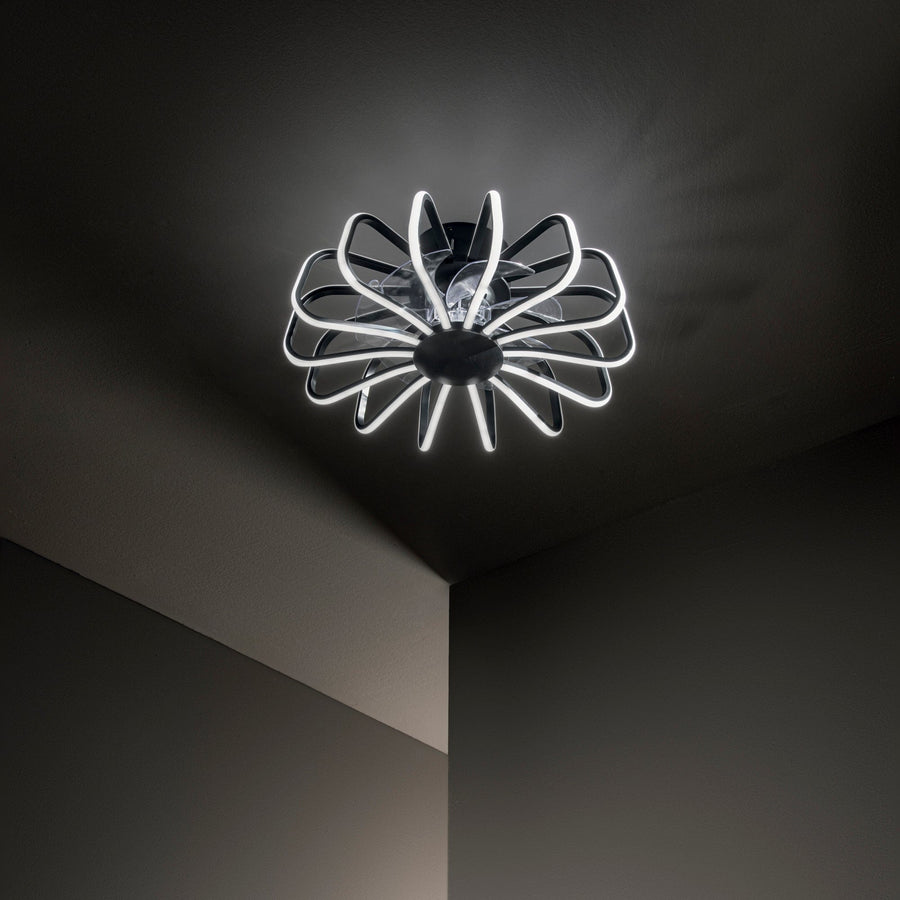 Bricocenter CEILING LIGHT WITH GRECALE FAN BLACK D50 LED 98W CCT WIFI