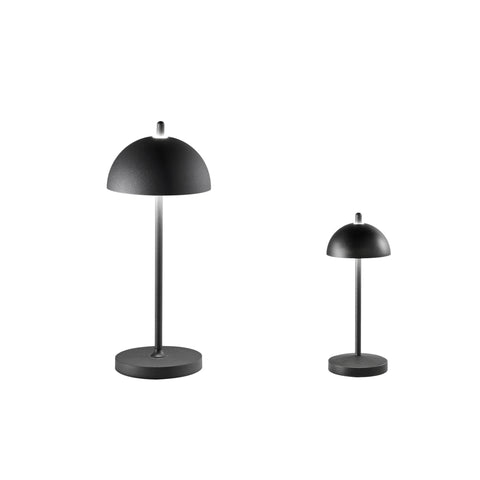 Black party table lamp, 13x30cm, LED 2.5W, 350lm, warm light, rechargeable, IP44