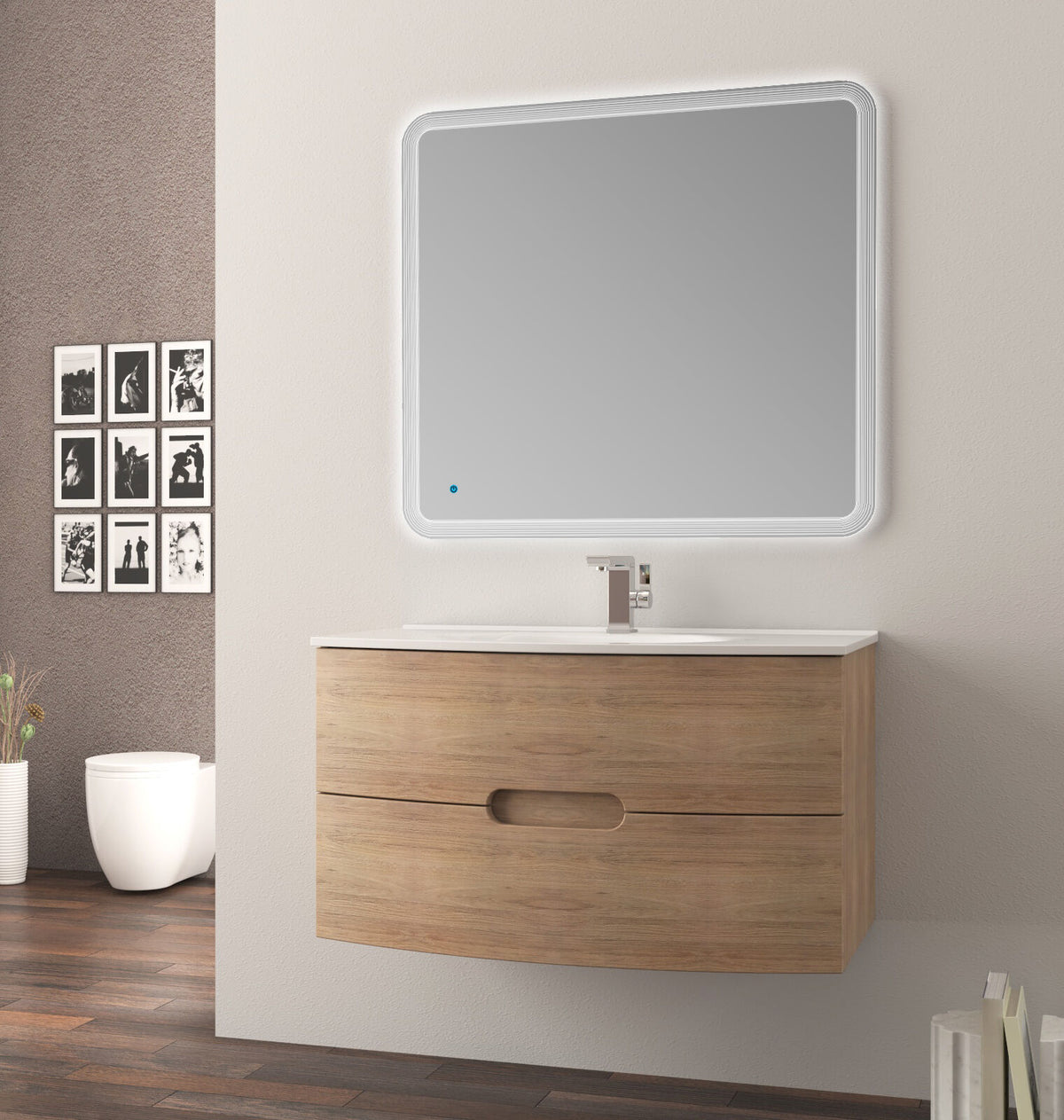 Lady bathroom cabinet, tobacco-coloured oak, 100 cm