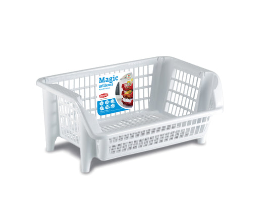Magic stackable baskets, L54.5 x D38 x H98 cm, plastic, white