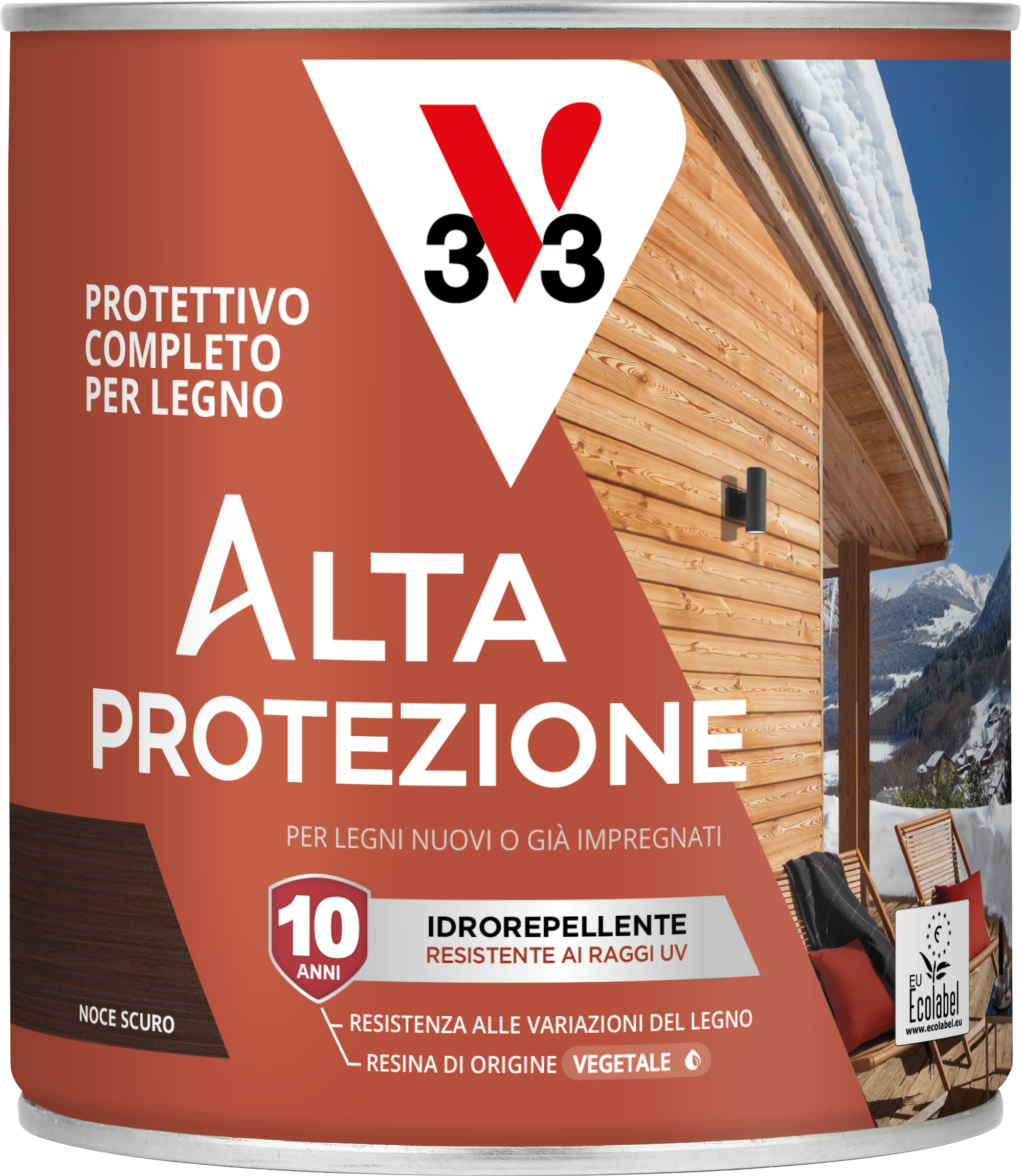 Organic-based protective wood stain, dark walnut, high protection, V33, 750 ml