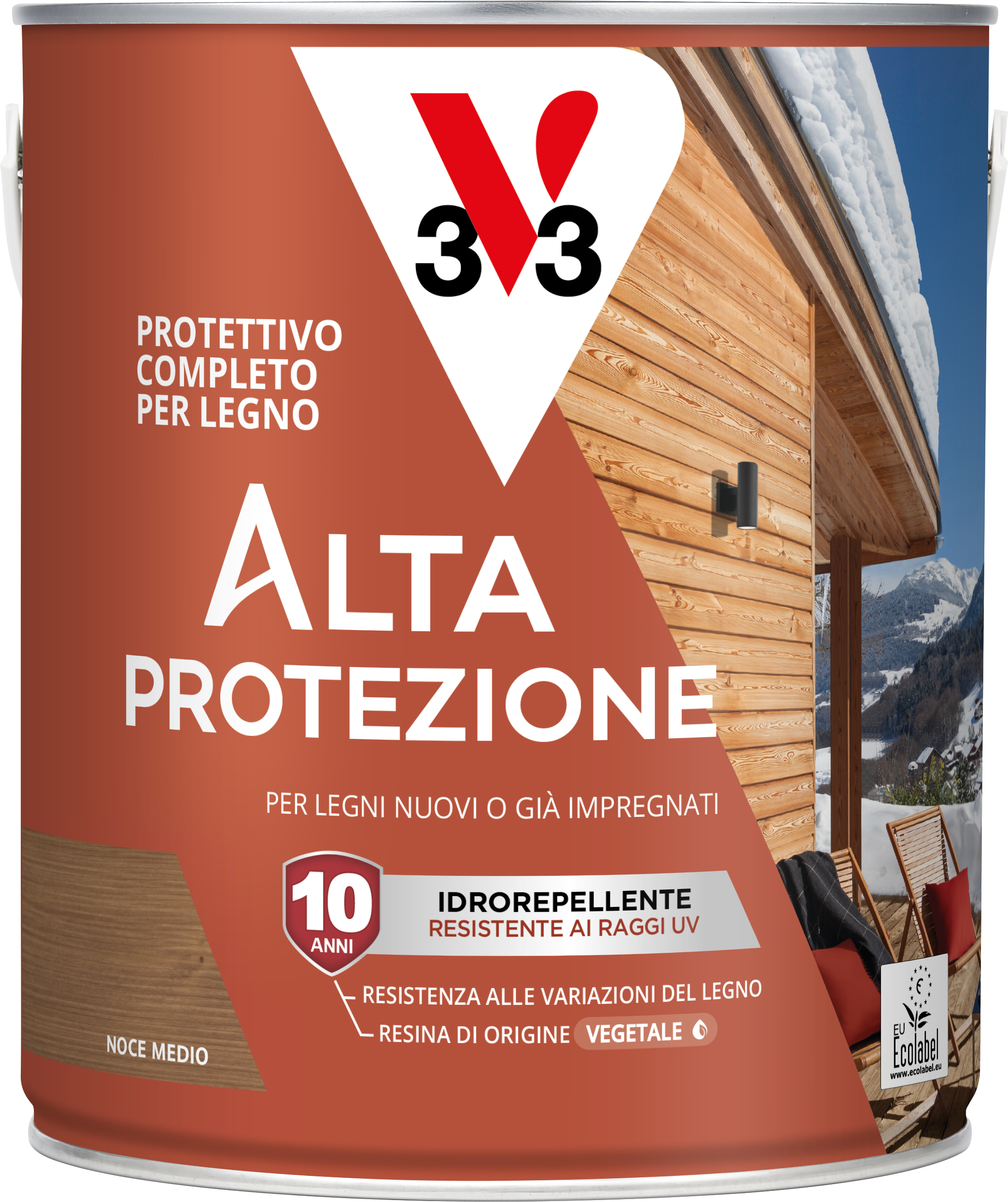Organic walnut-based protective wood stain, medium-high protection, V33, 2.5 litres