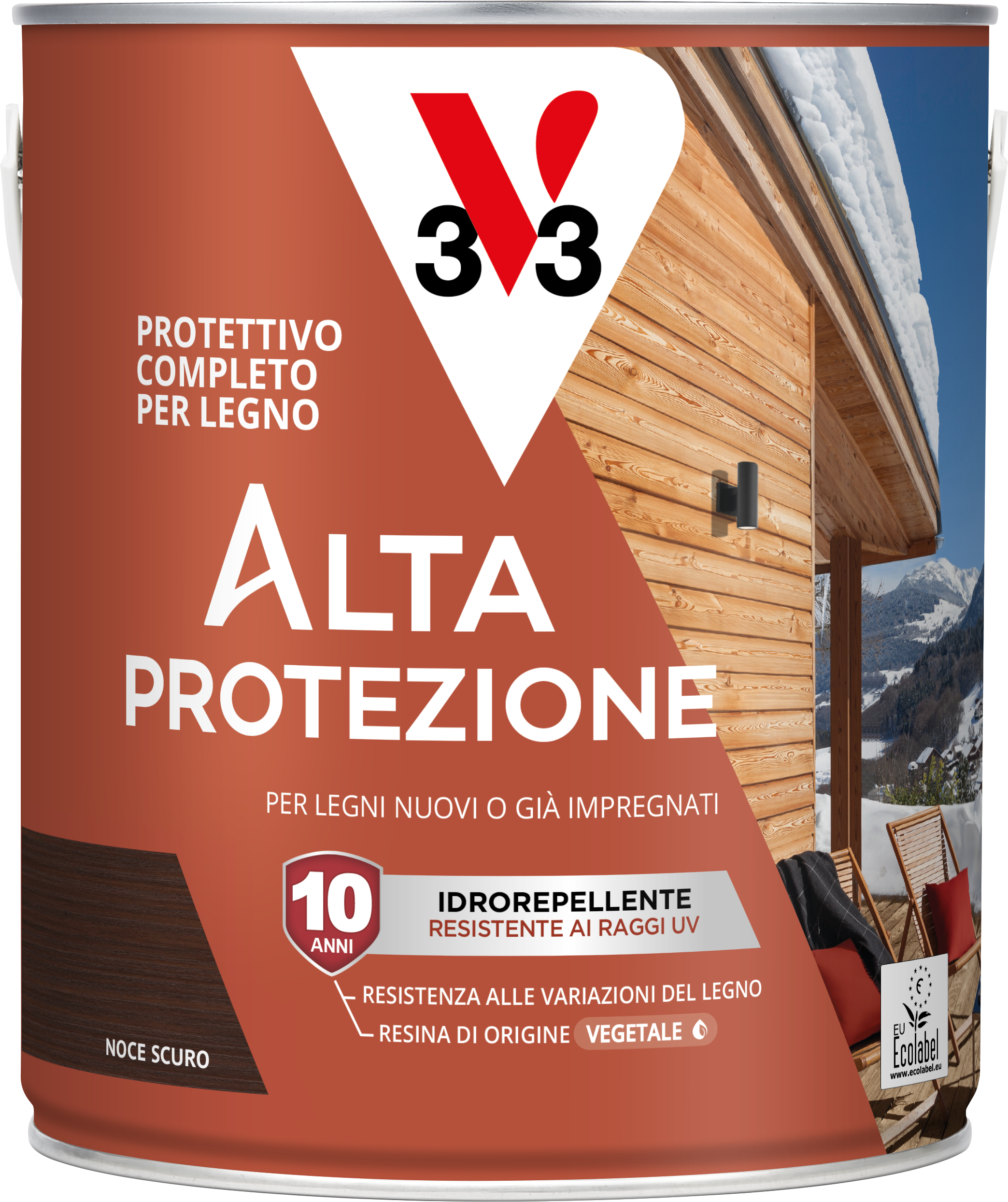 Organic-based protective wood stain, dark walnut, high protection, V33, 2.5 litres