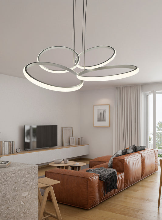 Lampadario cerkia bianco 67x55cm led 40w 3000-4000k cct con switch