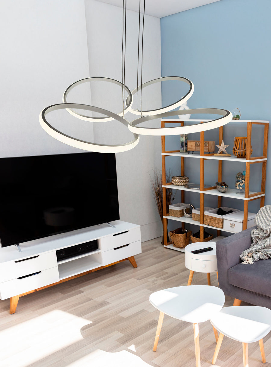 Lampadario cerkia bianco 67x55cm led 40w 3000-4000k cct con switch
