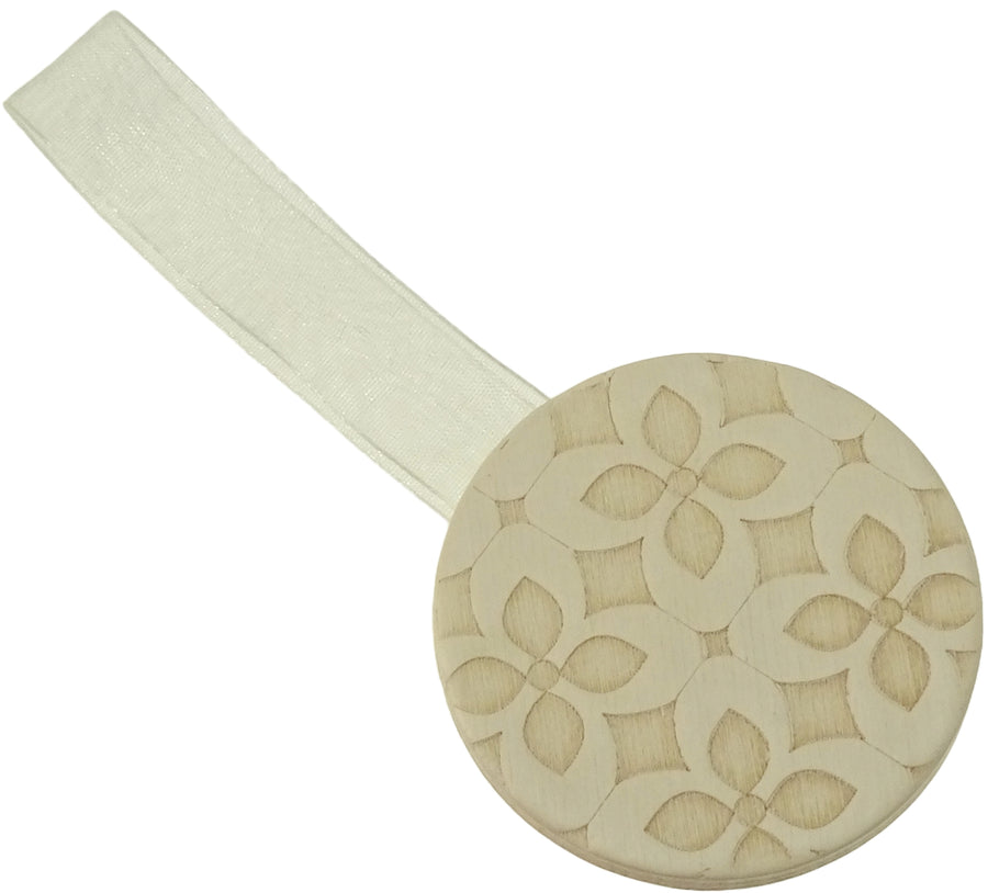 Calamita mini clip floral tonda sbiancato