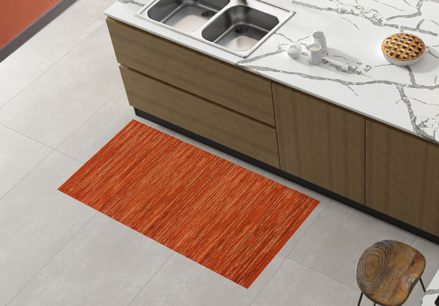 Orange cotton blend mat, 50x80cm