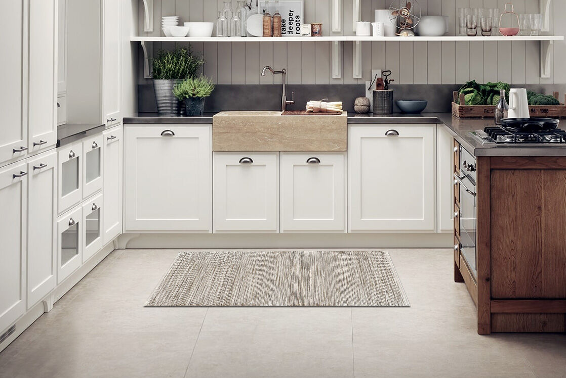 50x80cm cream-coloured cotton blend rug