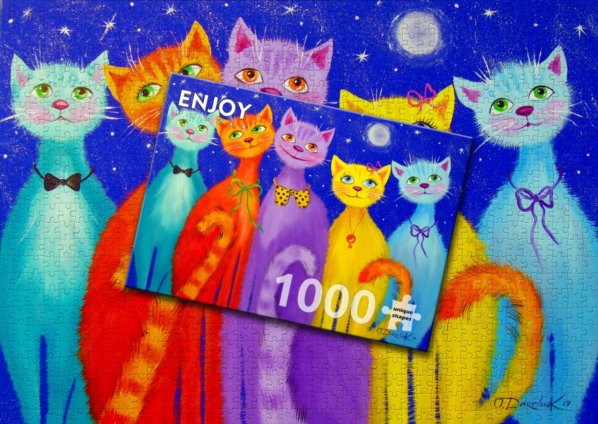 1000 piece puzzle - Smiling Cats