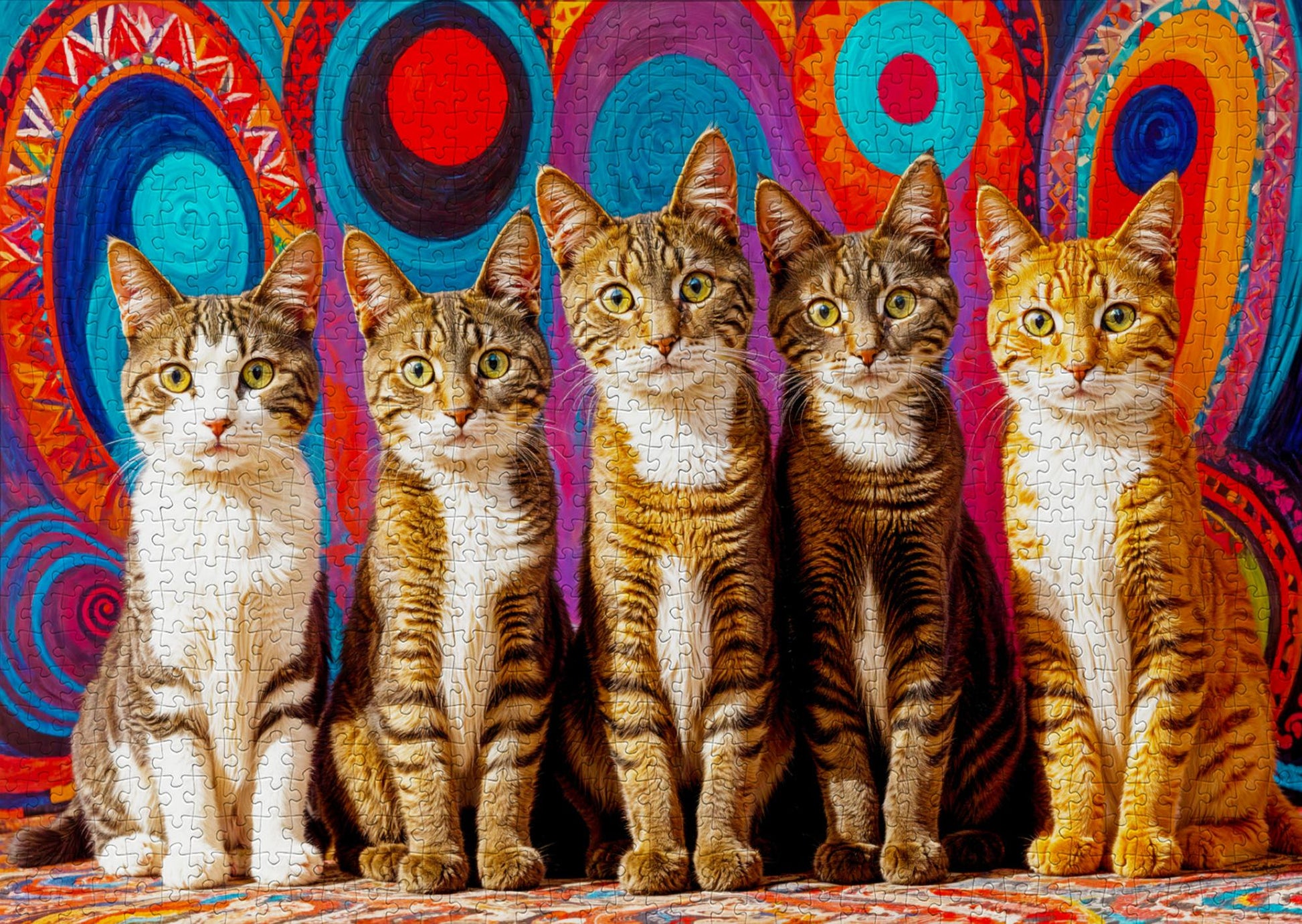 1000 piece puzzle - Five Cats