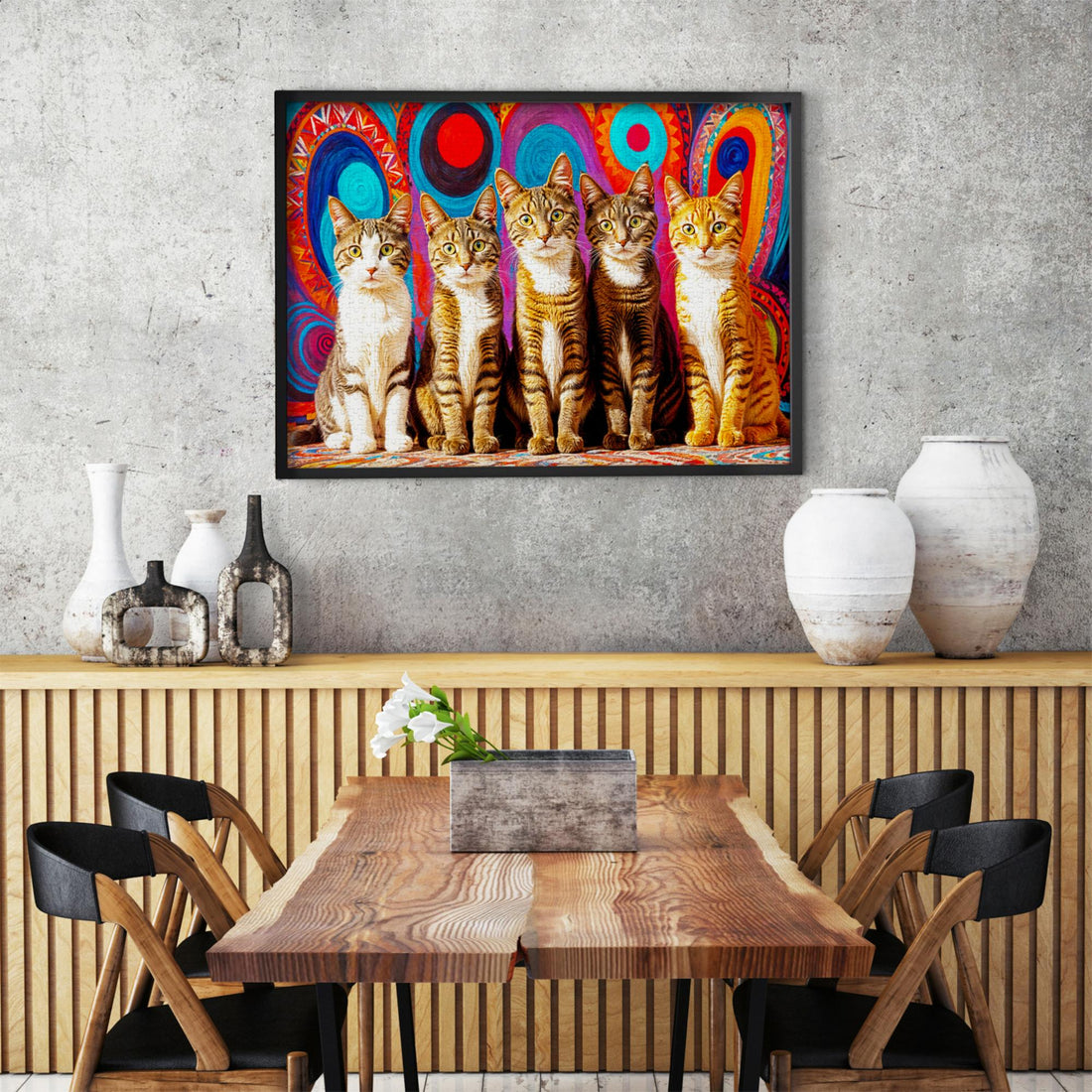 1000 piece puzzle - Five Cats