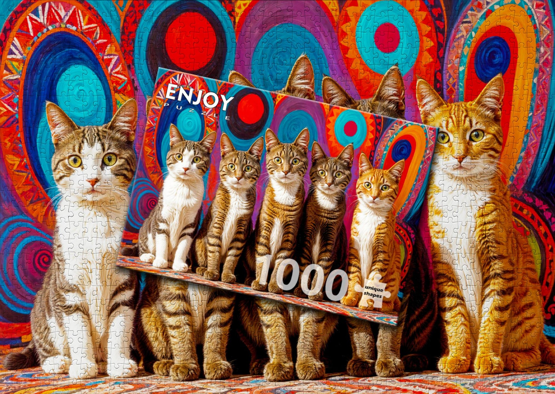 1000 piece puzzle - Five Cats