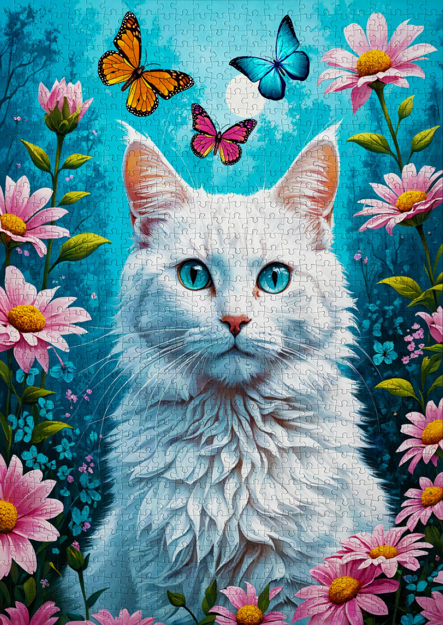 1000 piece puzzle - White Cat