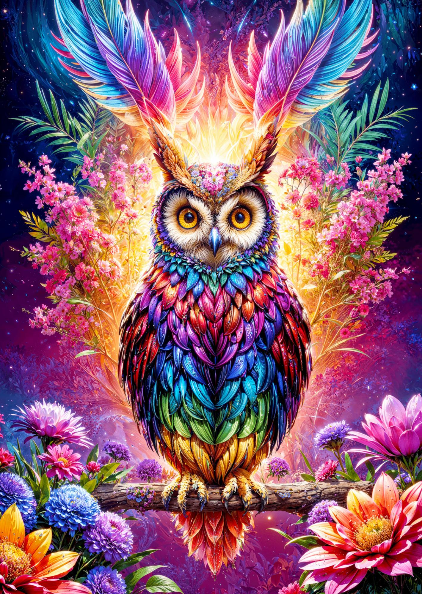 1000 piece puzzle - Neon Owl