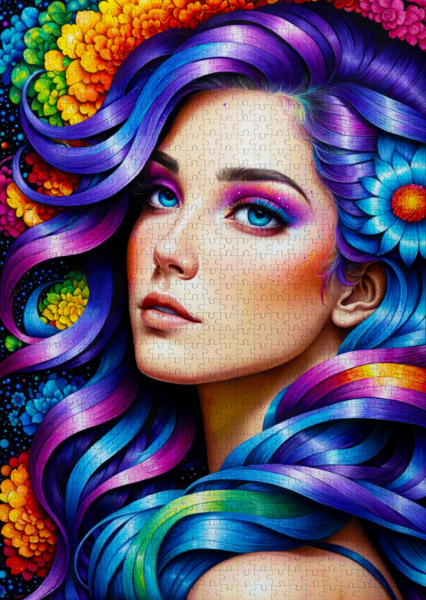 Puzzle 1000 pezzi - Rainbow Flower Portrait