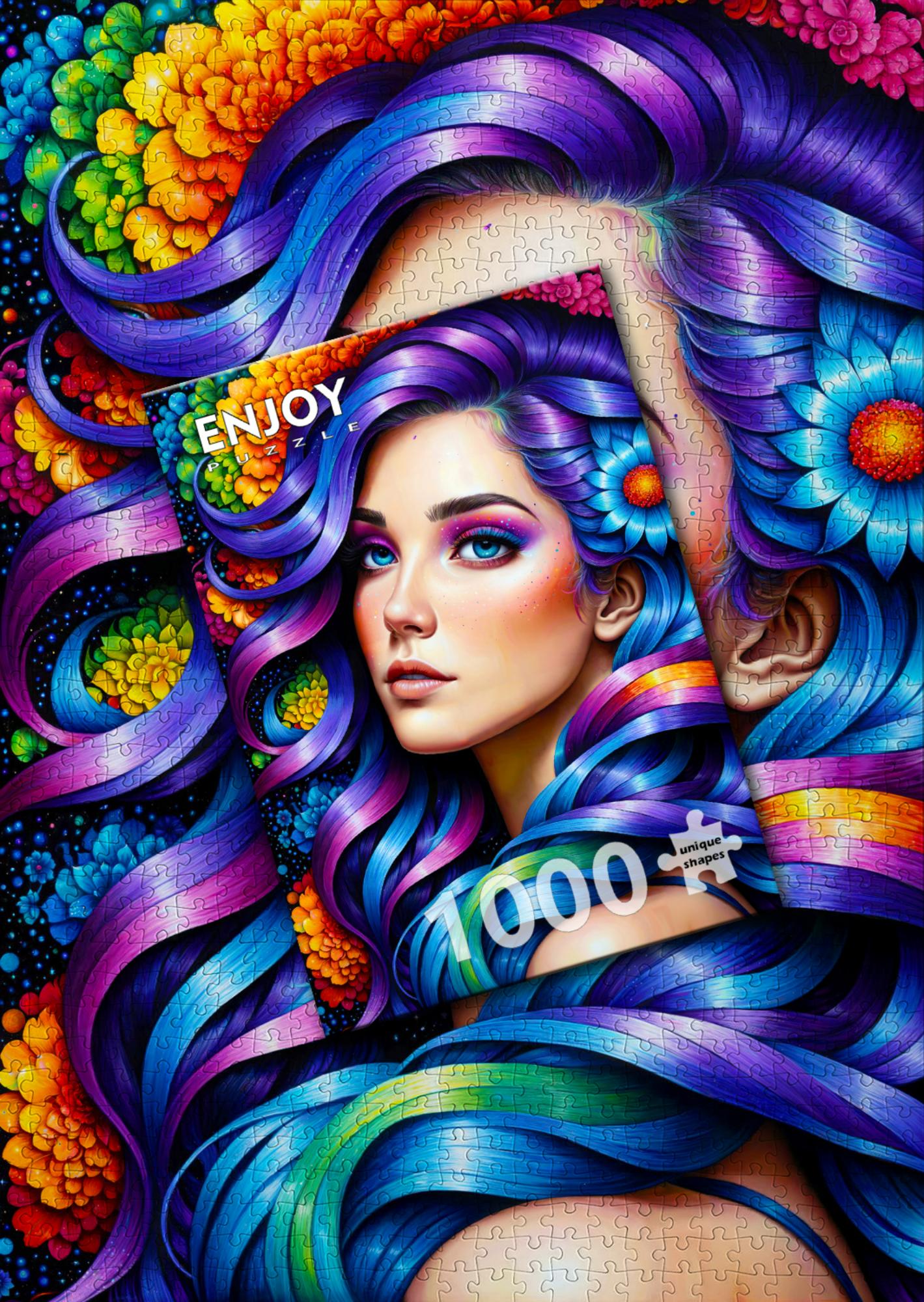 Puzzle 1000 pezzi - Rainbow Flower Portrait