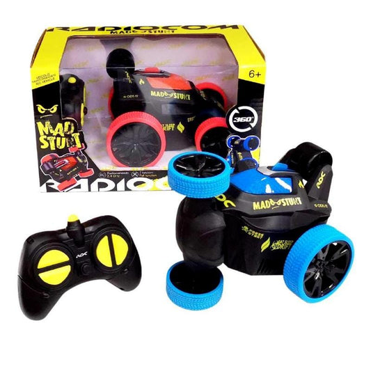 Toys Radiocom - Mad Stunt auto stant 12.5*9.50*11.50 cm. RC 2.4 Ghz, 5 WHEELS, WITH LIGHTS 7 functions