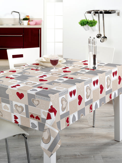 *Waxed tablecloth with hearts, with non-woven backing, height 140 cm