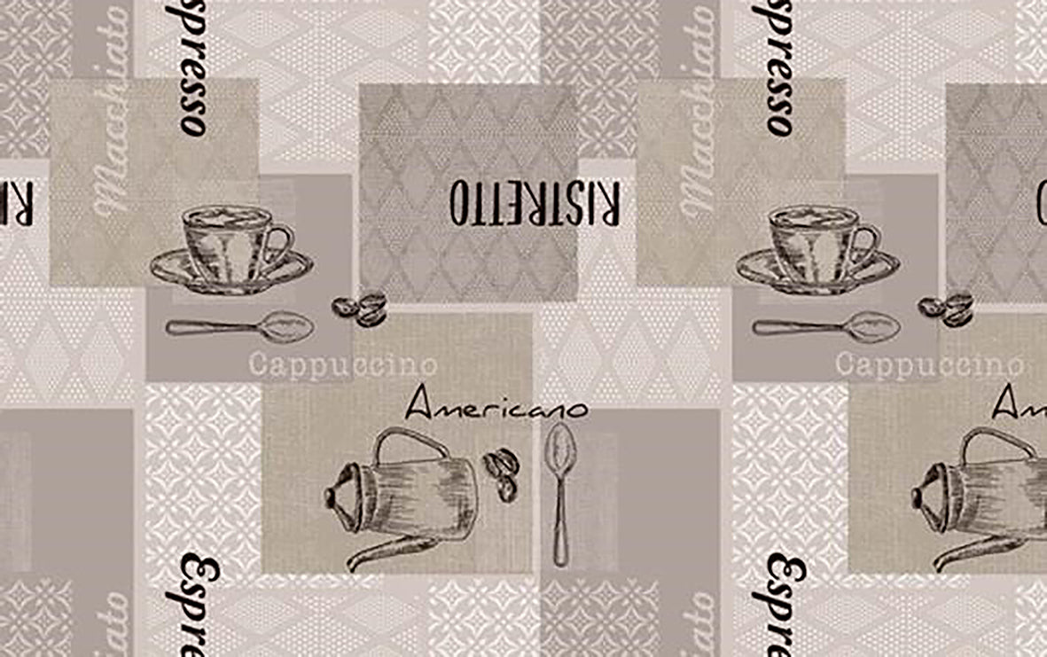 *Cappuccino-coloured oilcloth tablecloth with non-woven backing, 140 cm high