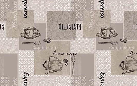 *Cappuccino-coloured oilcloth tablecloth with non-woven backing, 140 cm high