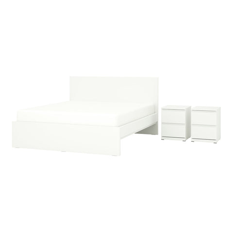 STORKLINTA bedroom furniture, set of 3, white, 160x200 cm