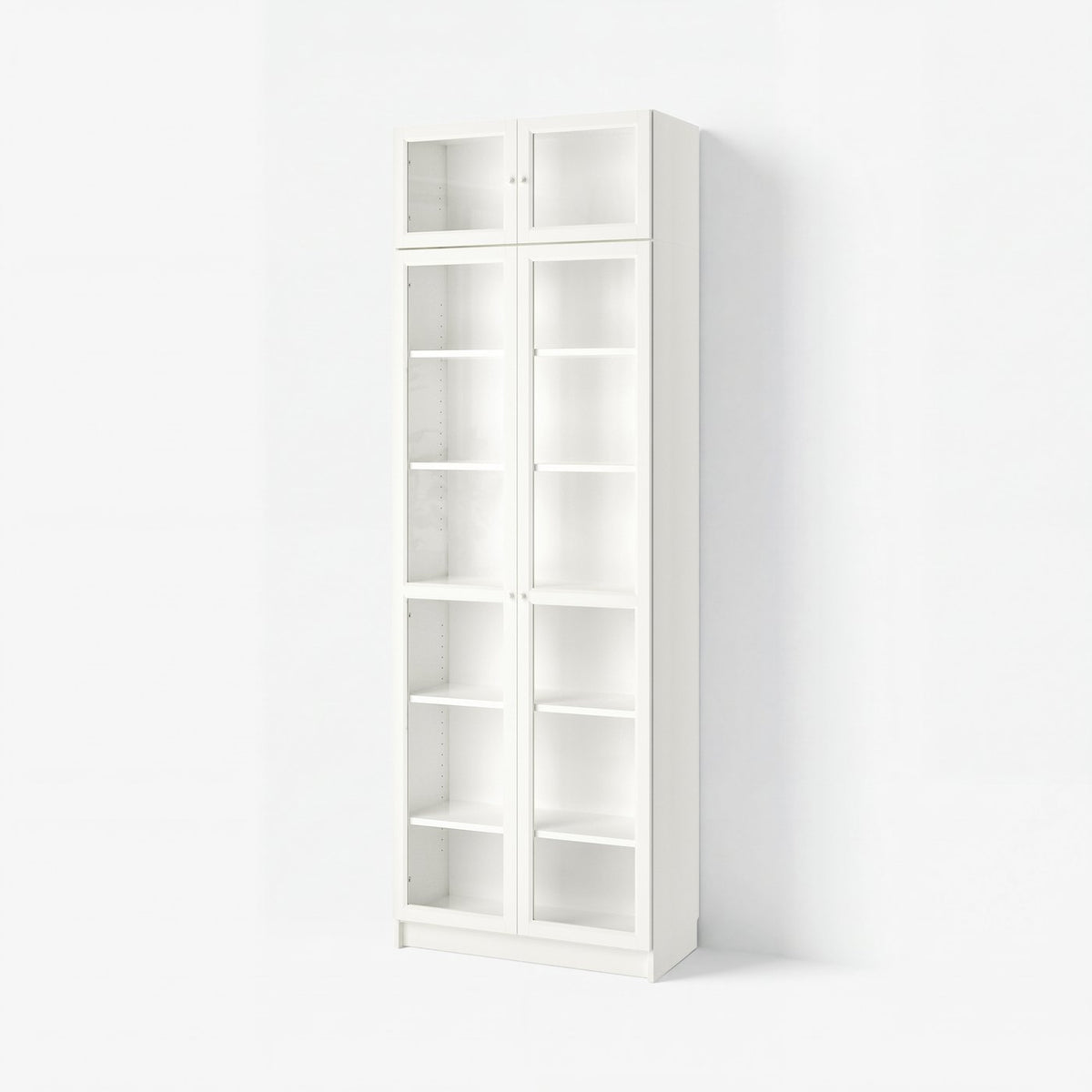 BILLY / OXBERG bookcase w height extension ut/drs, white/glass, 80x41x237 cm