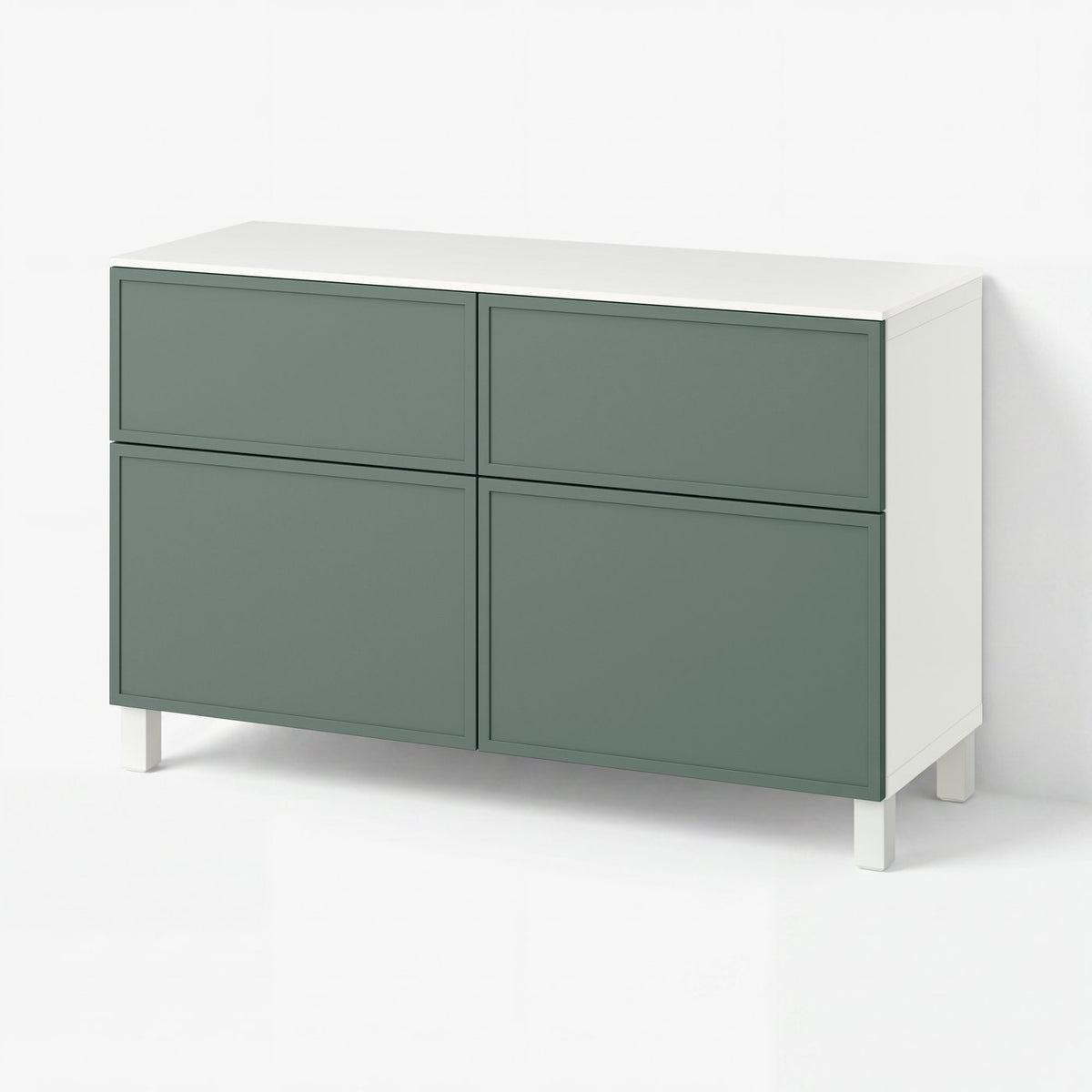 BESTÅ storage combination w doors/drawers, white/Krukmakare dark grey-green, 120x42x75 cm