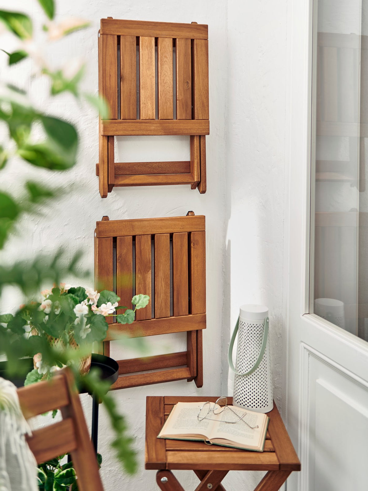 A small green balcony for laundry and downtime